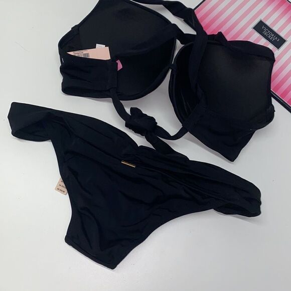🔥Victoria Secret Swimsuit bikini set black 38C/Small New - Picture 12 of 13